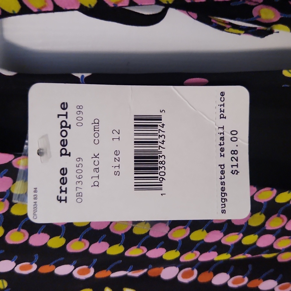 Free People Coryn Print Mini Dress in Black Combo  Sz: 12 - Picture 10 of 10